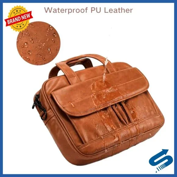 Leather Laptop Messenger Bag Waterproof Professional Office Travel Business